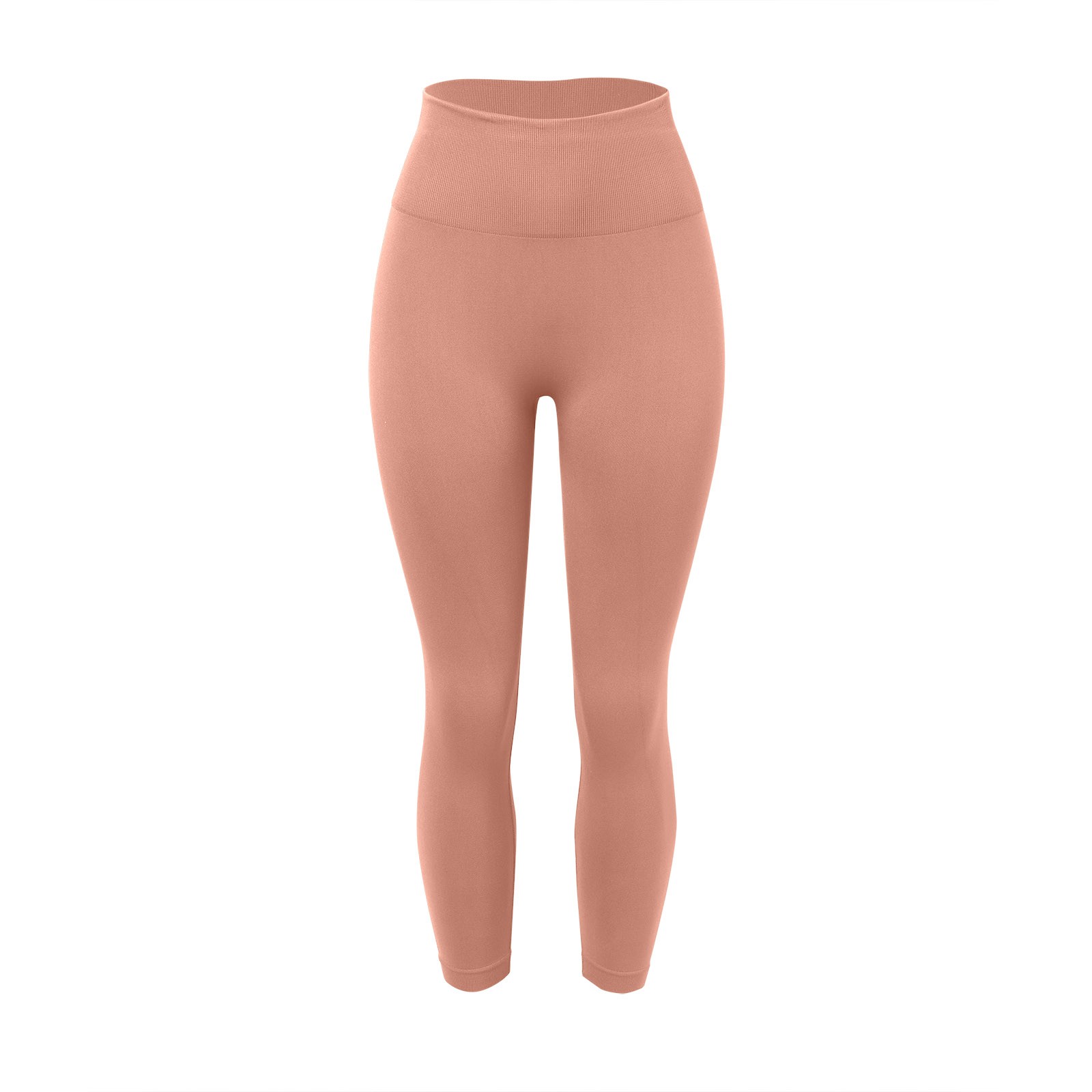 thumbnail image 5 of Pantalones de yoga sin costuras para mujer, color melocotón, de nylon y spandex, de cintura alta, para fitness, running, yoga y uso diario, 5 of 5